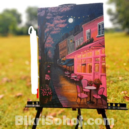 রাতের রোমান্টিক ক্যাফে পেইন্টিং | ১২×২৪ ইঞ্চি ক্যানভাস